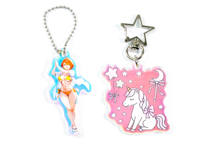 光の角度で色が変わる！オーロラアクリルキーホルダー