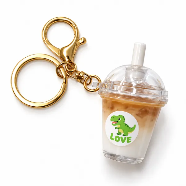 カフェラテのミニチュアドリンクキーホルダー